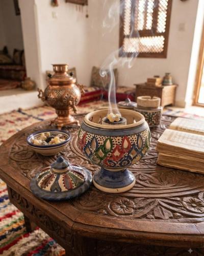 Handcrafted Tunisian Ceramic Incense Burner with Lid